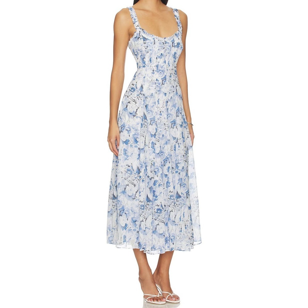 NEW Cinq a Sept Heirloom Petals Marmo Midi Dress Blue Floral Size 4